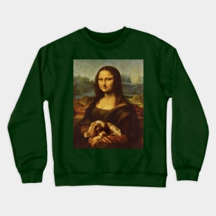 Mona Lisa and Cavalier King Charles Spaniel Dog Crewneck Sweatshirt